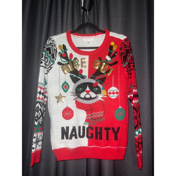 Ugly Christmas Sweater Xmas Size Medium Cat - Picture 1 of 3